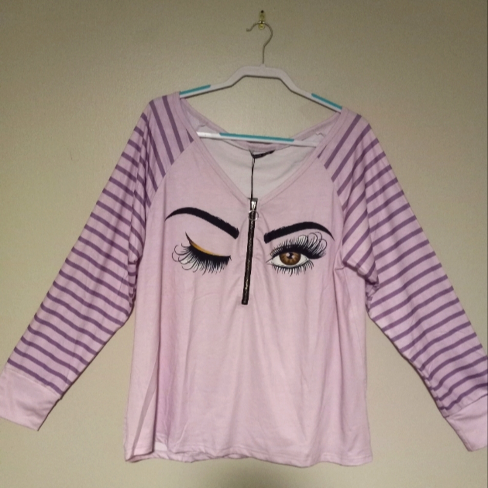 Women's Winking Eye Cotton Top 2 Different Colors